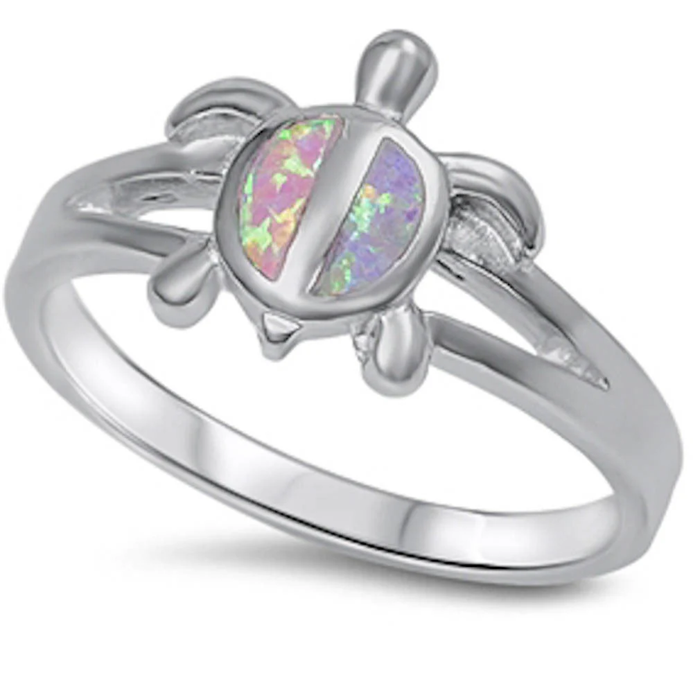 <span>CLOSEOUT! </span>Pink Opal turtle .925 Sterling Silver Ring