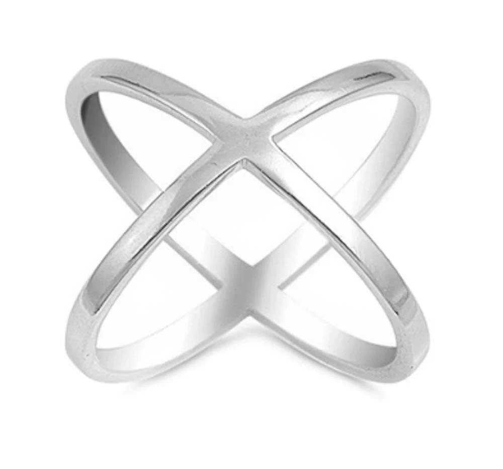 <span>CLOSEOUT!</span> Plain "Criss Cross" .925 Sterling Silver Ring