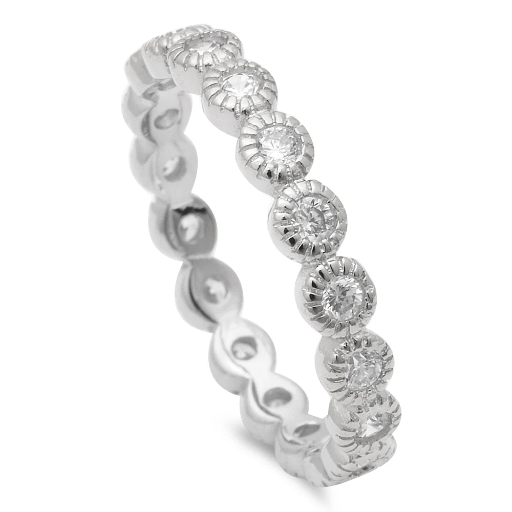 <span>CLOSEOUT! </span>Sterling Silver Bezel Set Eternity .925 Sterling Silver Ring